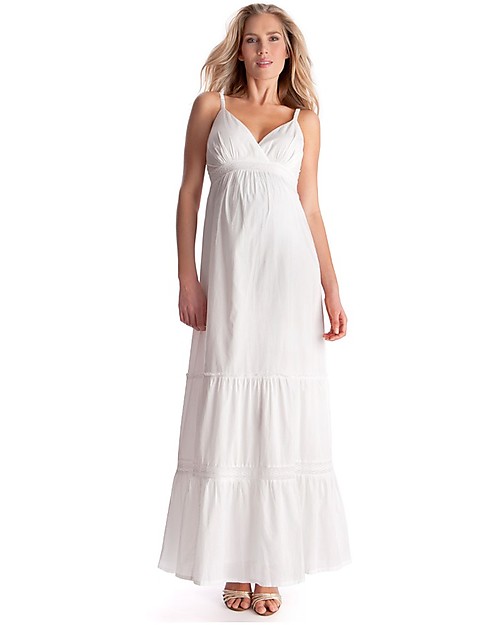 white boho maternity maxi dress