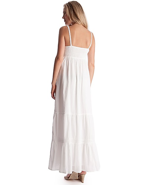 white boho maternity maxi dress