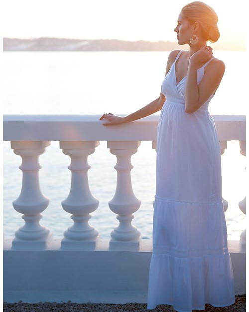 Seraphine Melody, Woven Maternity Maxi Boho Dress, White - 100% cotton voile Dresses_