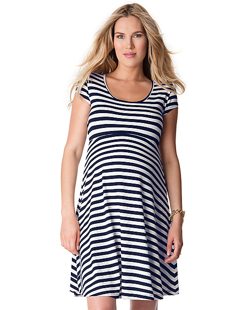 Seraphine Nicola, Cut Out Nautical Maternity Dress - White and Navy Dresses_