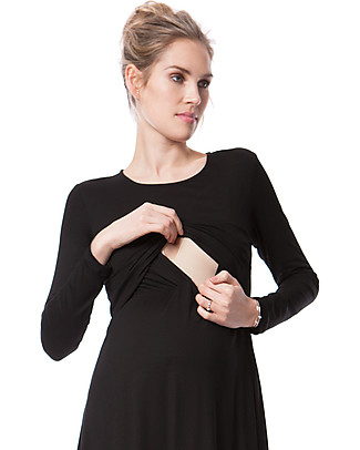 Seraphine Nursing and Maternity Dress Zelda in Soft Bamboo Fiber - Black Dresses