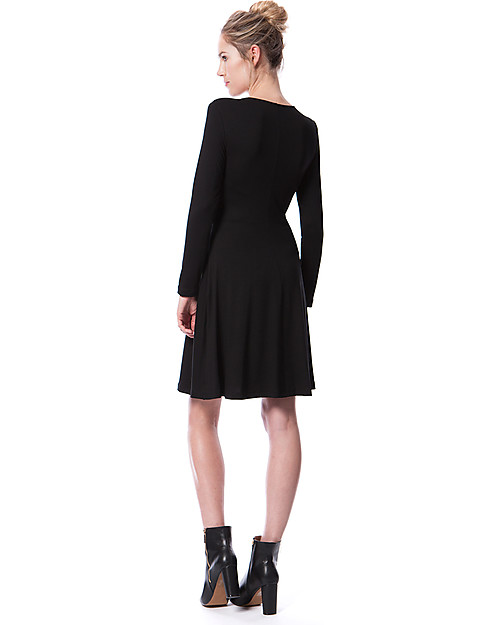 Seraphine Nursing and Maternity Dress Zelda in Soft Bamboo Fiber - Black Dresses_