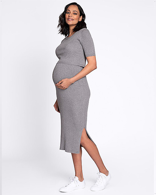 Seraphine Nursing and Maternity Layered Knit Dress Amaya - Grey Dresses_