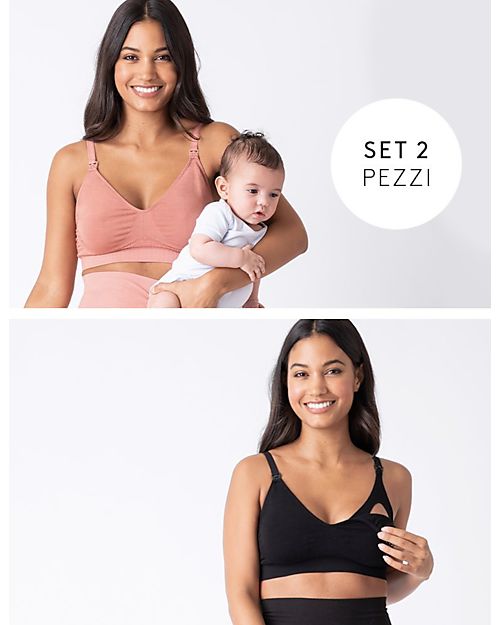Seraphine Pack Samantha - 2 Seamless Nursing Bras - Black and Pink Nursing Bras