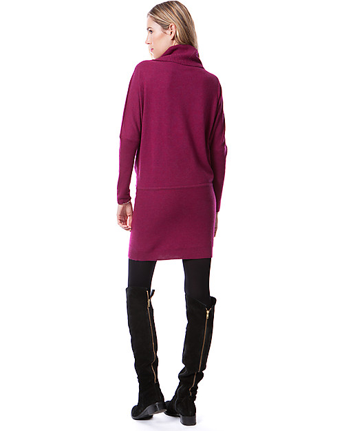 Seraphine Roll Neck Maternity and Nursing Tunic Hudson, Berry - Cashmere blend Dresses_