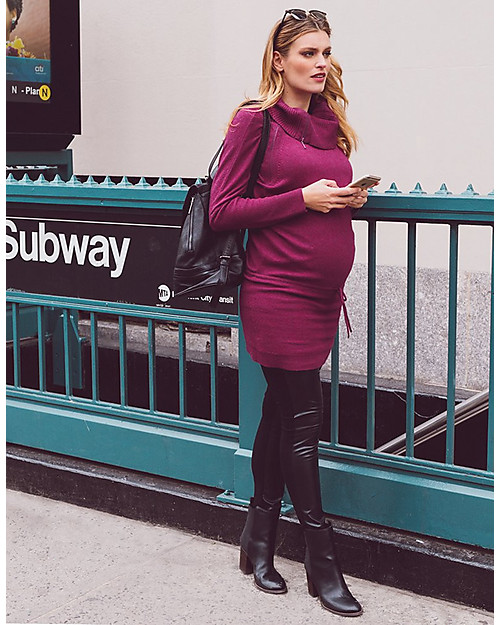 Seraphine Roll Neck Maternity and Nursing Tunic Hudson, Berry - Cashmere blend Dresses_