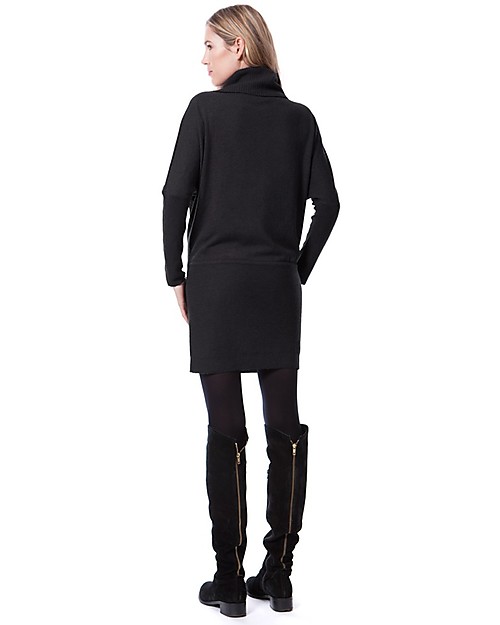 Seraphine Roll Neck Maternity and Nursing Tunic Hudson, Charcoal - Cashmere blend Dresses_