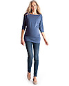 Seraphine Saskia, 3/4 Sleeves Nursing Top - Steel Blue Long Sleeves Tops