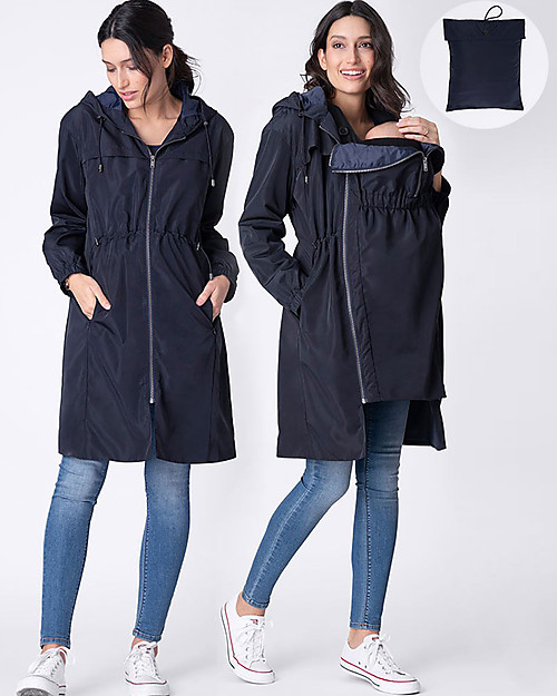 Seraphine Skylar, Maternity + Baby Carrying RainCoat 3 in 1, Navy - Idea before and after pregnancy! Coats