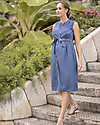 Seraphine Sleeveless Midi Shirt Nursing and Maternity Dress Djena - Denim Dresses_