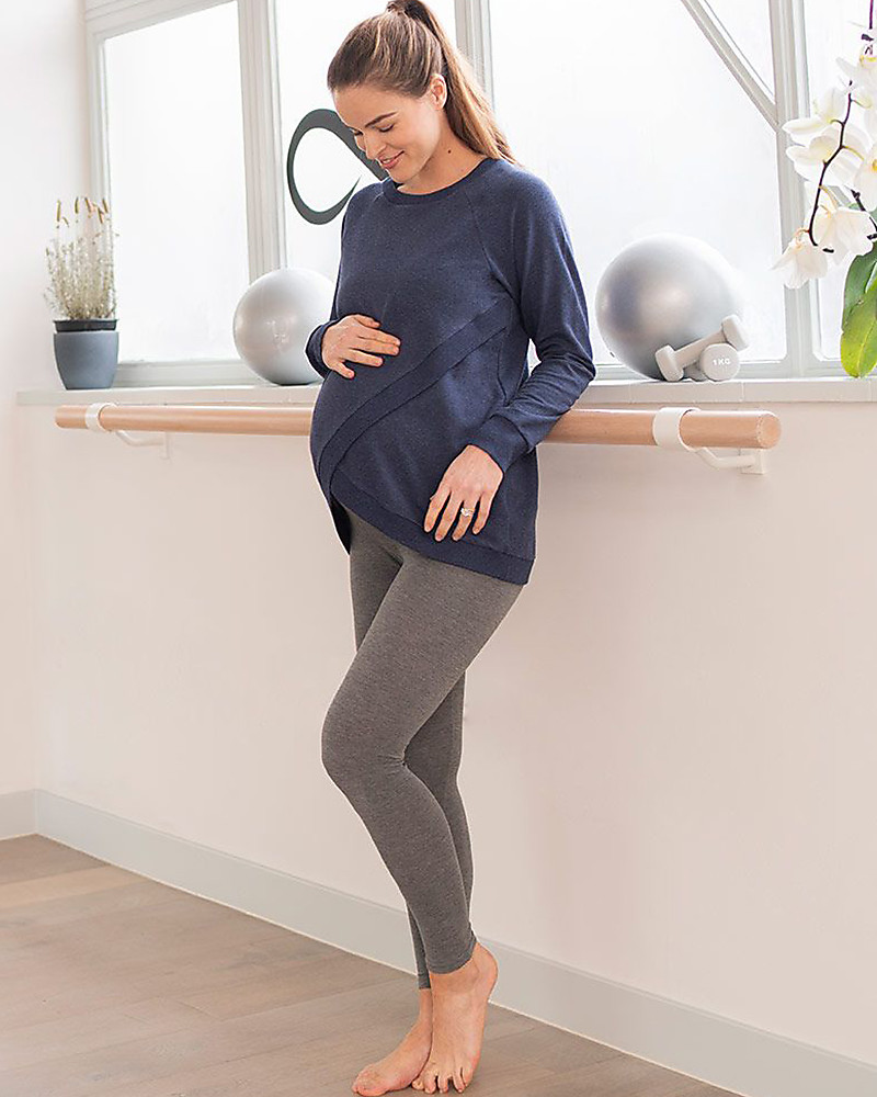 Seraphine Tammy OverBump Bamboo Maternity Leggings - Grey woman