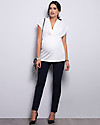Seraphine Twist Short Sleeve Maternity and Nursing Blouse - Cream Bluse