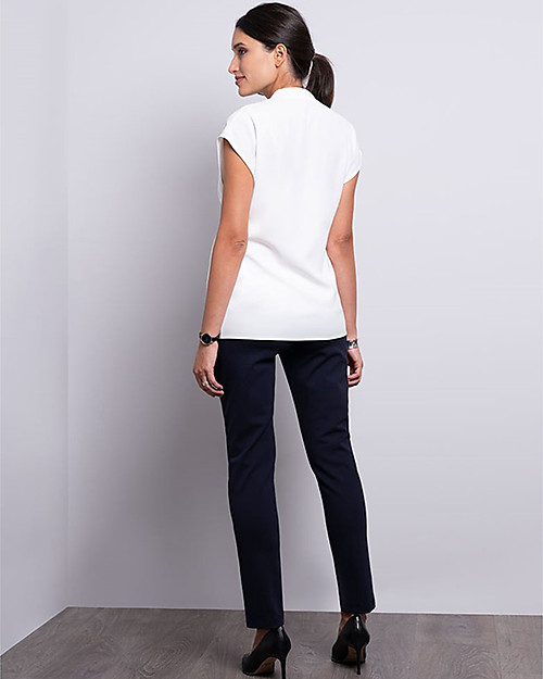 Seraphine Twist Short Sleeve Maternity and Nursing Blouse - Cream Bluse