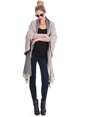 Seraphine Two-Tone Maternity and Nursing Shawl Wrap - Grey/Sand Scarves
