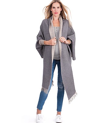 Seraphine Two-Tone Maternity and Nursing Shawl Wrap - Grey/Sand Scarves