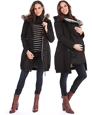 Seraphine Valetta Maternity + Baby Carrying Premium Parka 3 in 1, Black - Ideal before and after baby! null