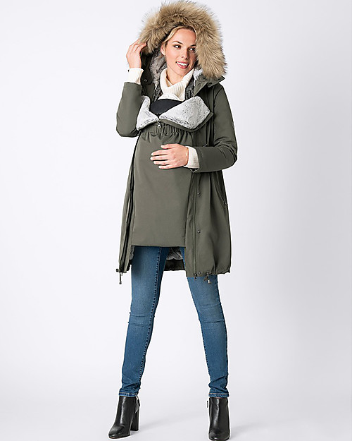 Seraphine Valetta Maternity + Baby Carrying Premium Parka 3 in 1, Khaki - Before and after baby! Down Jacket