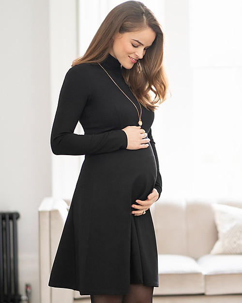 Seraphine Vanessa Maternity Dress with Rollneck - Black Dresses_
