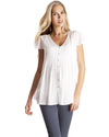 Seraphine White Flutter Sleeve Maternity Blouse - Mother of Pearl Detail Shirts And Blouses