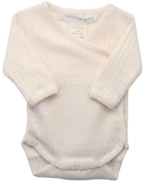 Serendipity Organics Pre Wrap Body Pointelle Knit  Ecru - 100% Organic Long Sleeves Bodies