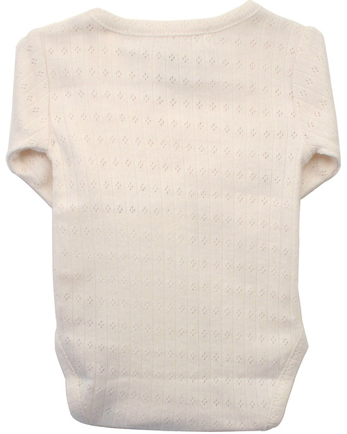 Serendipity Organics Pre Wrap Body Pointelle Knit  Ecru - 100% Organic Long Sleeves Bodies