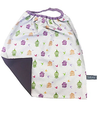 Shifumi Easy Wear Bib with Elastic Neck Opening - Bird Cages - 100% Cotton (Perfect for home and school!) Pullover Bibs