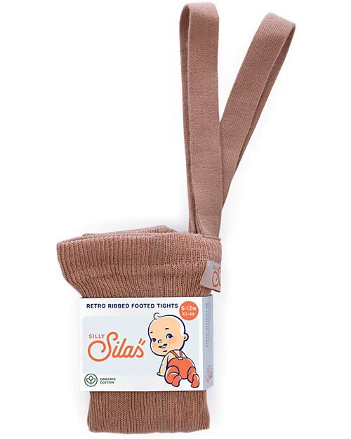 Silly Silas Footed Cotton Tights with Braces - Light Brown - 100% Organic Cotton GOTS Certified Tights