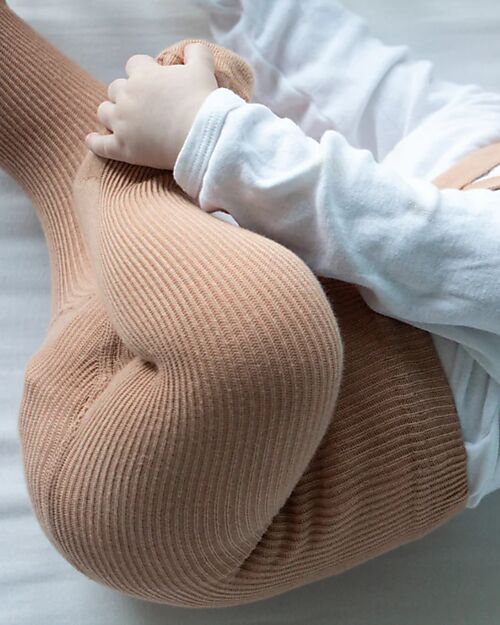 Silly Silas Footed Cotton Tights with Braces - Light Brown - 100% Organic Cotton GOTS Certified Tights