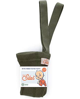 Silly Silas Footed Cotton Tights with Braces - Olive - 100% Organic Cotton GOTS Certified Tights