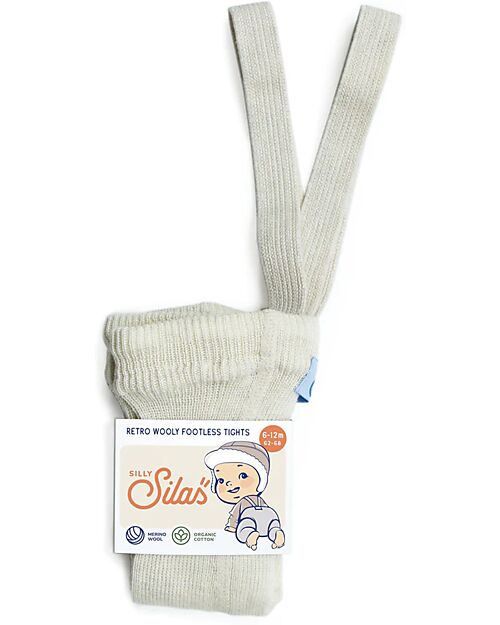 Silly Silas Wooly Footless Tights with Braces - Cream Blend - Merino Wool and Cotton Tights