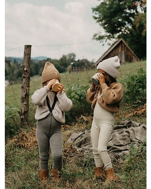 Silly Silas Wooly Footless Tights with Braces - Cream Blend - Merino Wool and Cotton Tights