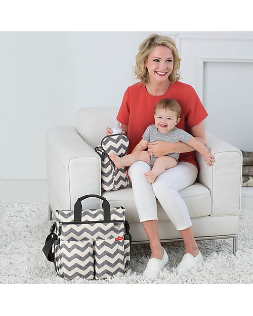 Skip Hop Duo Signature Diaper Bag, Grey Chevron - Changing mattress included! Diaper Changing Bags