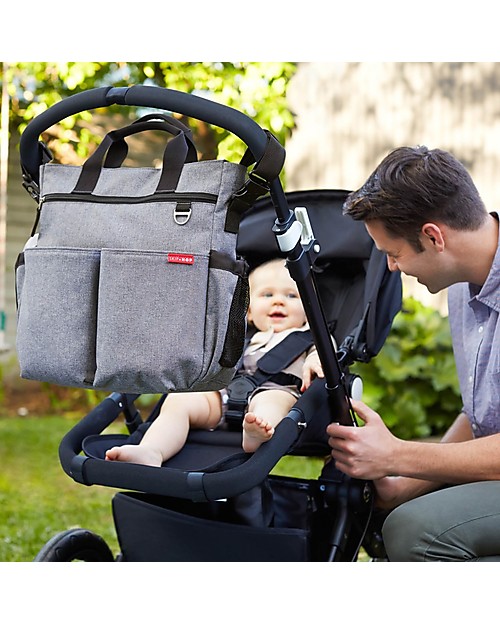 Skip Hop Duo Signature Diaper Bag, Grey Melange - Changing mattress included! Diaper Changing Bags