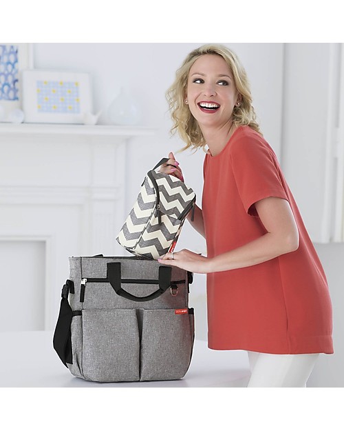 Skip Hop Duo Signature Diaper Bag Grey Melange Changing mattress included woman