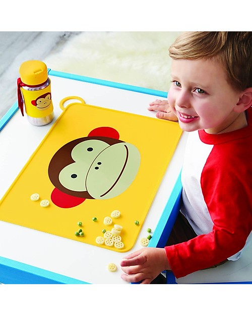 Skip Hop Fold & Go Zoo Silicone Placemat, Monkey - 42 x 30.5 cm, free from PVC, BPA, lead, latex or phthalates Placemat