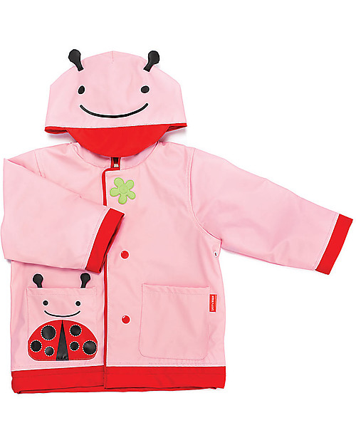 Skip Hop Lined Raincoat Lady Bug with Hood and Roll-Up Sleeves - Size 3-4 Coats