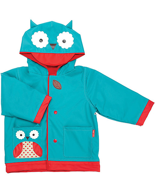 Skip Hop Lined Raincoat Owl with Hood and Roll-Up Sleeves - Size 3-4 Coats