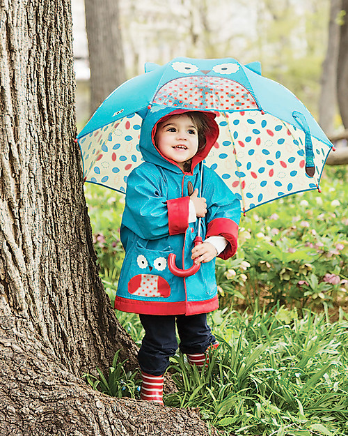 Skip Hop Lined Raincoat Owl with Hood and Roll-Up Sleeves - Size 3-4 Coats