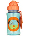 Skip Hop Zoo Straw Bottle for Kids, Dog - Flip-top Lid! Non-Thermal Water Bottles