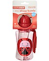 Skip Hop Zoo Straw Bottle for Kids, Ladybug - Flip-top Lid! Non-Thermal Water Bottles