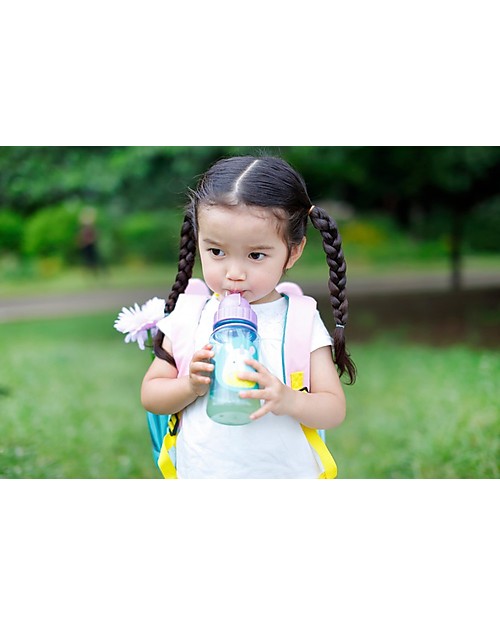 Skip Hop Zoo Straw Bottle for Kids, Unicorn - Flip-top Lid! Non-Thermal Water Bottles