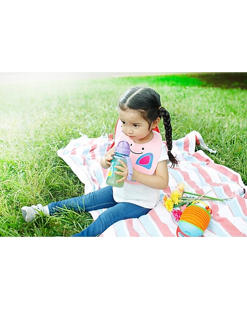 Skip Hop Zoo Straw Bottle for Kids, Unicorn - Flip-top Lid! Non-Thermal Water Bottles