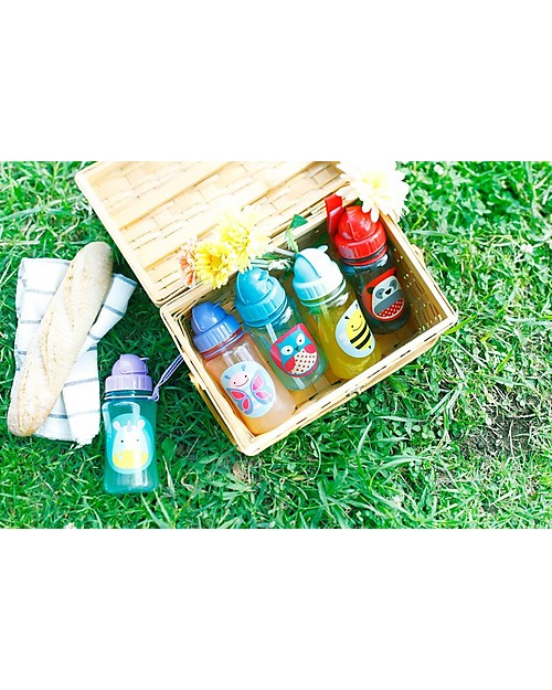 Skip Hop Zoo Straw Bottle for Kids, Unicorn - Flip-top Lid! Non-Thermal Water Bottles