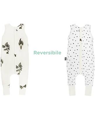 Sleepee Reversible Sleeping Bag with Legs - Jungle Plant Black Dots - TOG 2.5 - Oeko-Tex Cotton Sleeping Bags