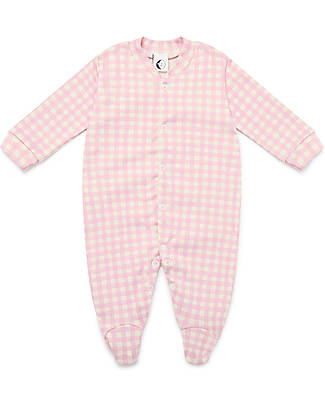 Sleepy Doe Baby Sleepsuit - Blossom Check - 100% Organic Cotton Babygrows