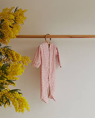 Sleepy Doe Baby Sleepsuit - Blossom Check - 100% Organic Cotton Babygrows