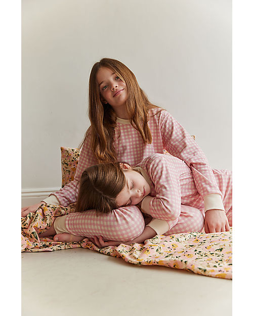 Sleepy Doe Kids Pyjamas Set - Blossom Check - 100% Organic Cotton Pyjamas