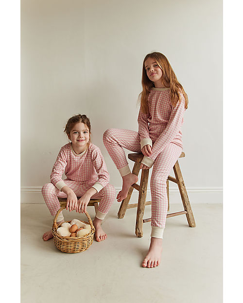 Sleepy Doe Kids Pyjamas Set - Blossom Check - 100% Organic Cotton Pyjamas