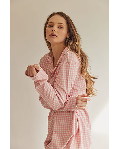 Sleepy Doe Women's Pyjamas Set - Blossom Check - 100% Organic Cotton Pyjamas