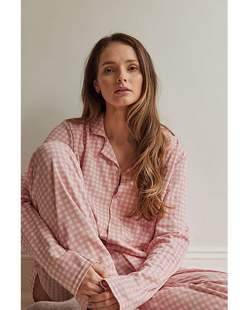 Sleepy Doe Women's Pyjamas Set - Blossom Check - 100% Organic Cotton Pyjamas